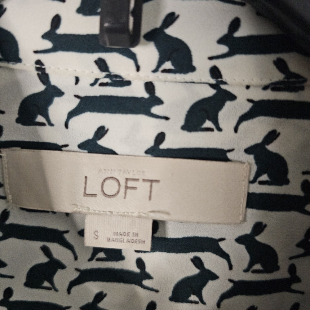 Loft Rabbit Print Button-Up Blouse, S - image 8